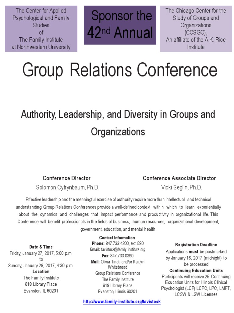 Group Relations Conference 2017: Leadership Dynamics | PDF | Clinical ...
