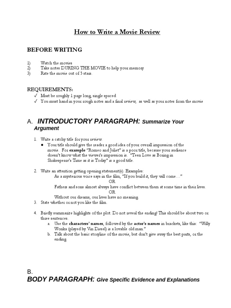 movie review assignment pdf