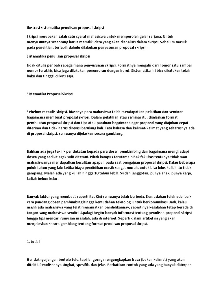 Ilustrasi Sistematika Penulisan Proposal Skripsi