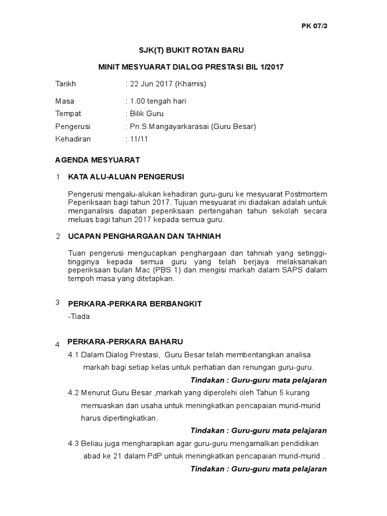 Minit Dialog Prestasi