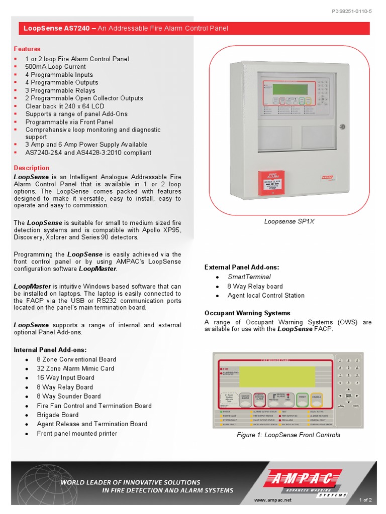 Loopsense As7240 - An Addressable Fire Alarm Control Panel: Features ...