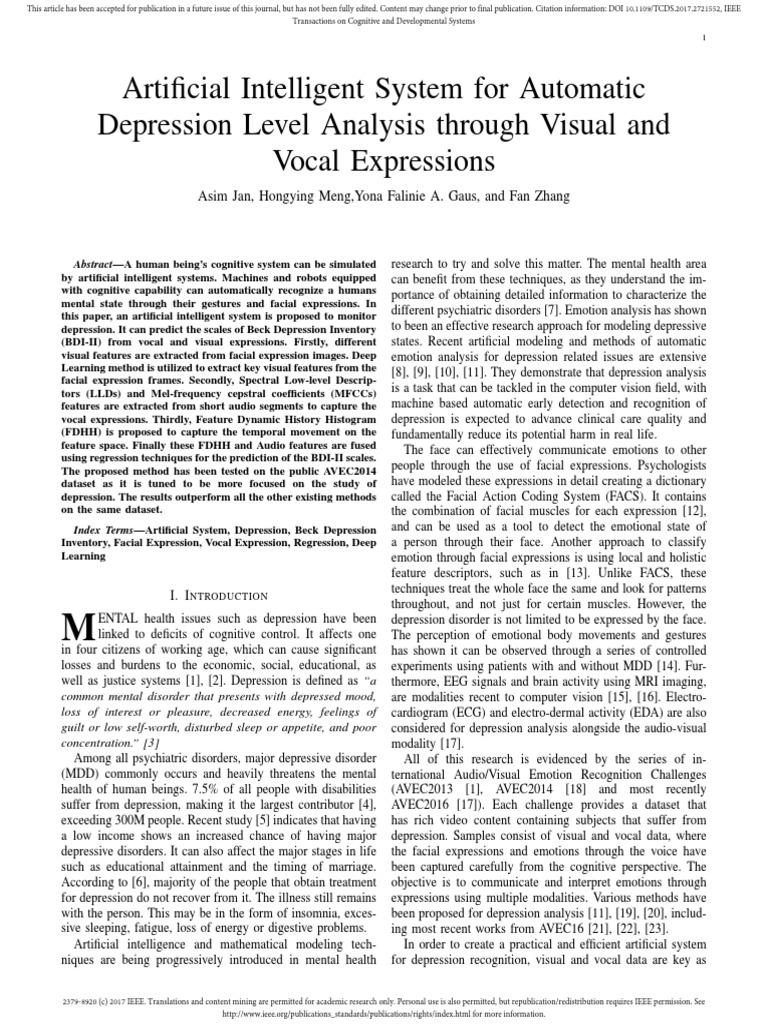 2017 Multimodal2 | PDF | Deep Learning | Major Depressive Disorder