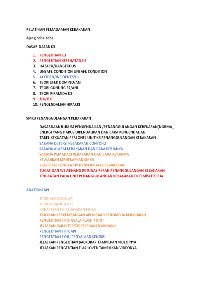 Pelatihan Pemadaman Kebakaran