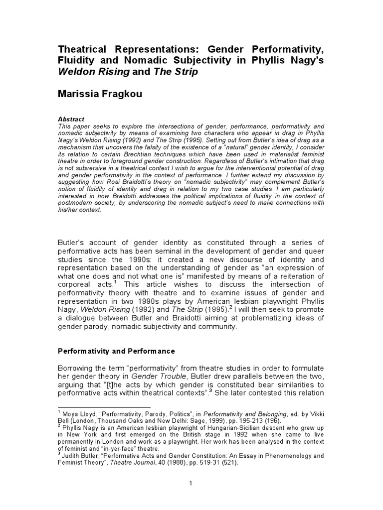 Gender Performativity in Nagy's Plays | PDF | Gender | Gender Studies