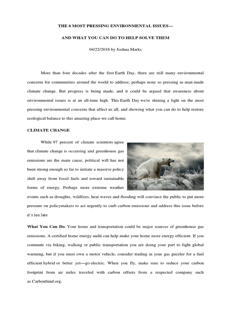 The 6 Most Pressing Environmental Issues Greenhouse Gas Global Warming