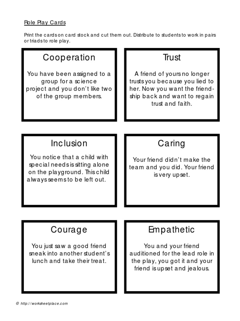 Social Skills Role Play Cards PDF | PDF | Wellness