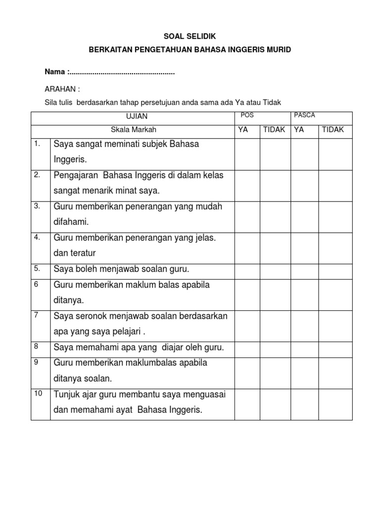 Soal Selidik Murid  PDF