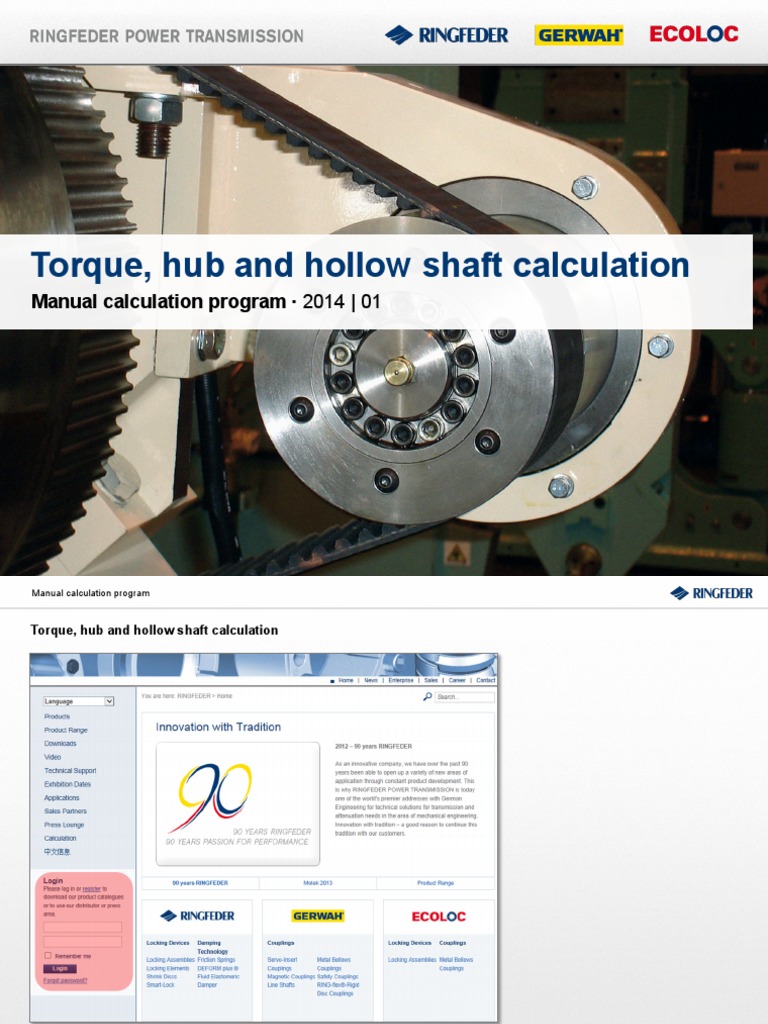 Ringfeder Calculation Manual CP TT H HS en PDF Mechanical