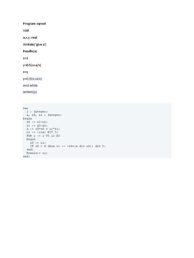 Square Root Calculation Program | PDF | Teaching Methods & Materials