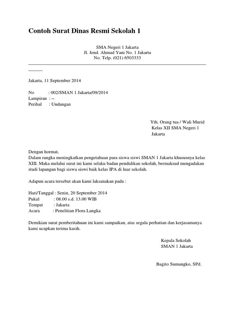 Contoh Surat Dinas Resmi Sekolah 1 Pdf