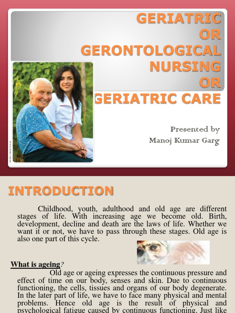 Geriatric Nursing: Care and Challenges | PDF | Ageing | Senescence