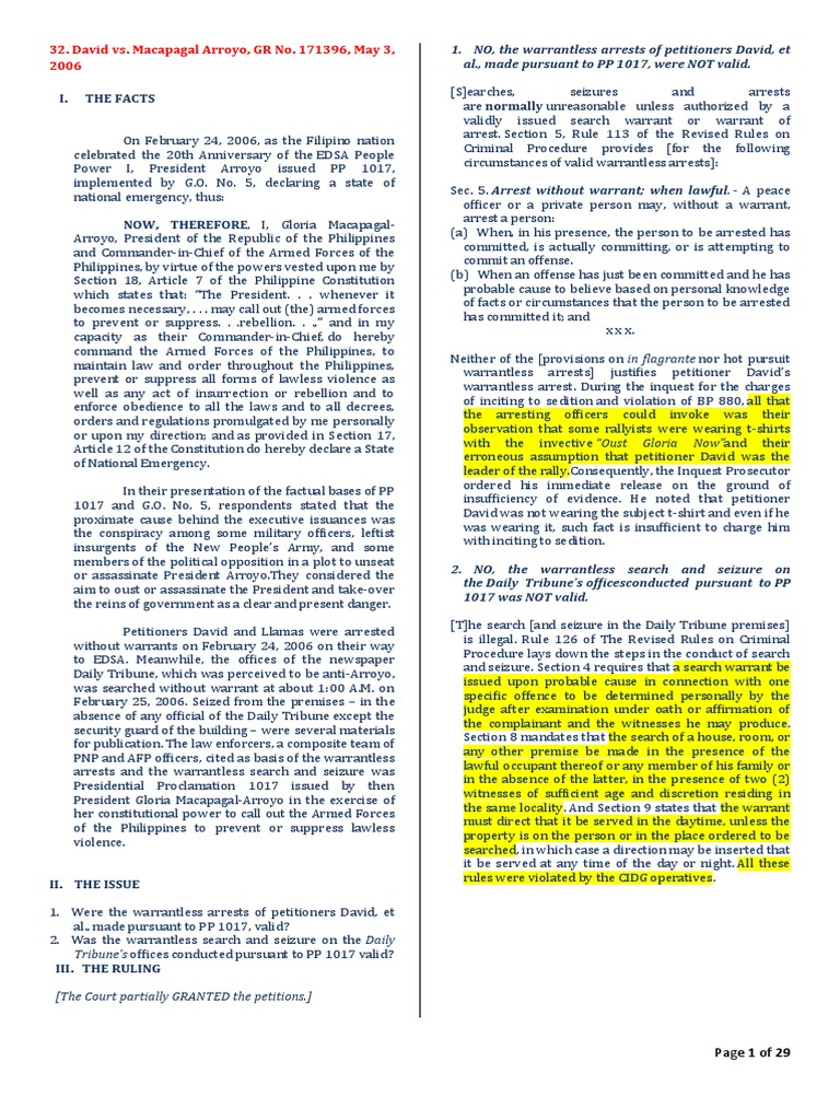 David vs macapagal arroyo gr no 171396 may 3 2006 pdf standing