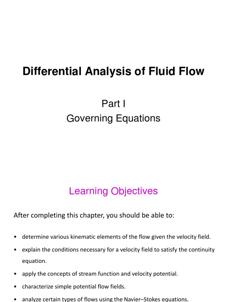 CH 6 - 1 Differential Analysis of Fluid Flow Part I Web | PDF | Fluid ...
