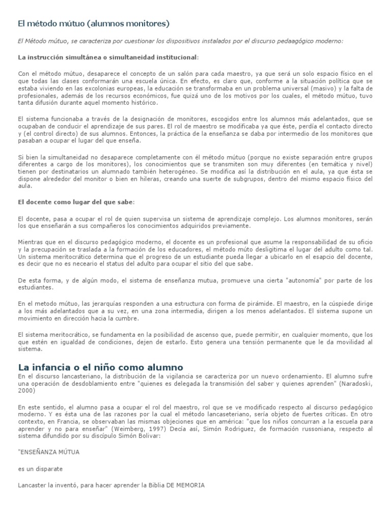 Método Mútuo en Educación | PDF | Adultos | Infancia
