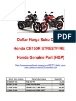 Daftar Harga Suku Cadang Honda CBR150R STREETFIRE