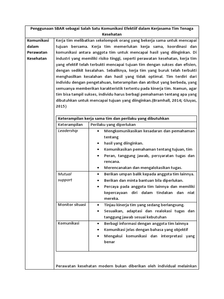 SBAR: Kunci Komunikasi Tim Kesehatan | PDF