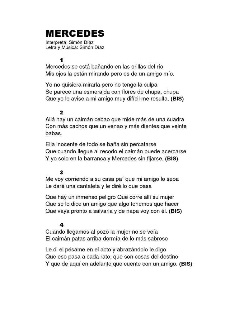 Mercedes - Simon Diaz - LETRA | PDF