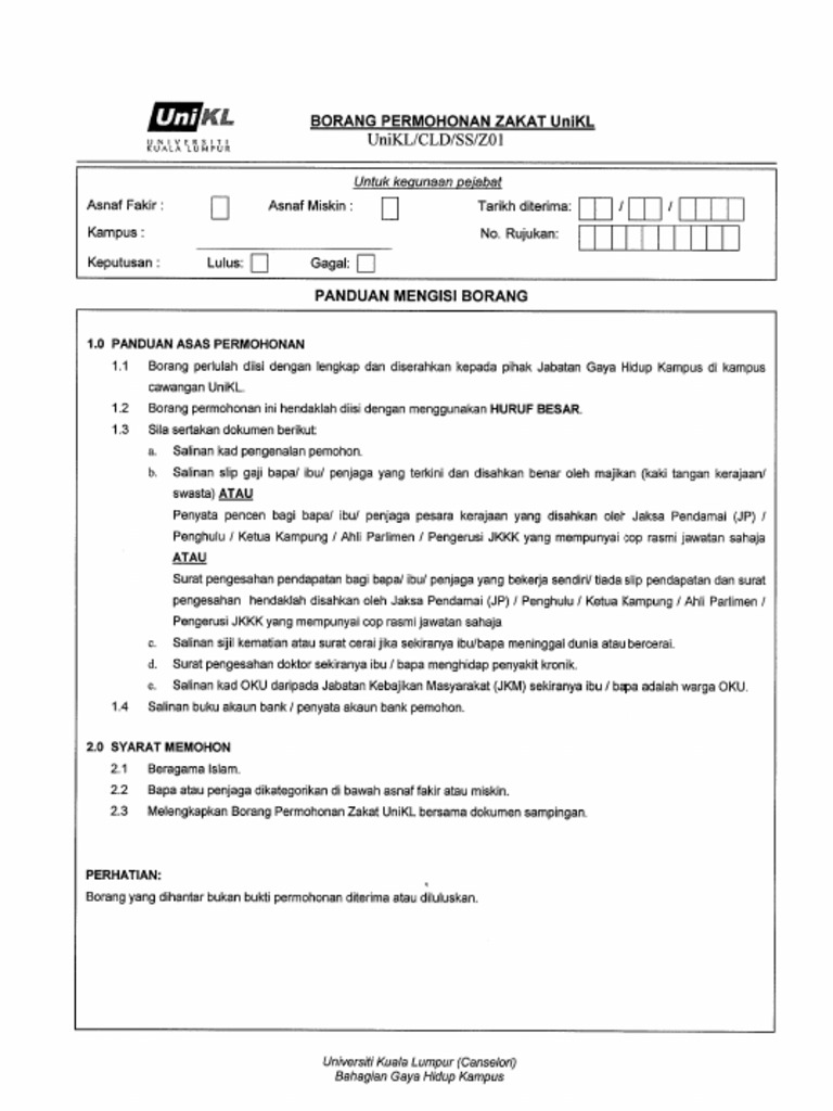 Zakat Unikl Form Pdf