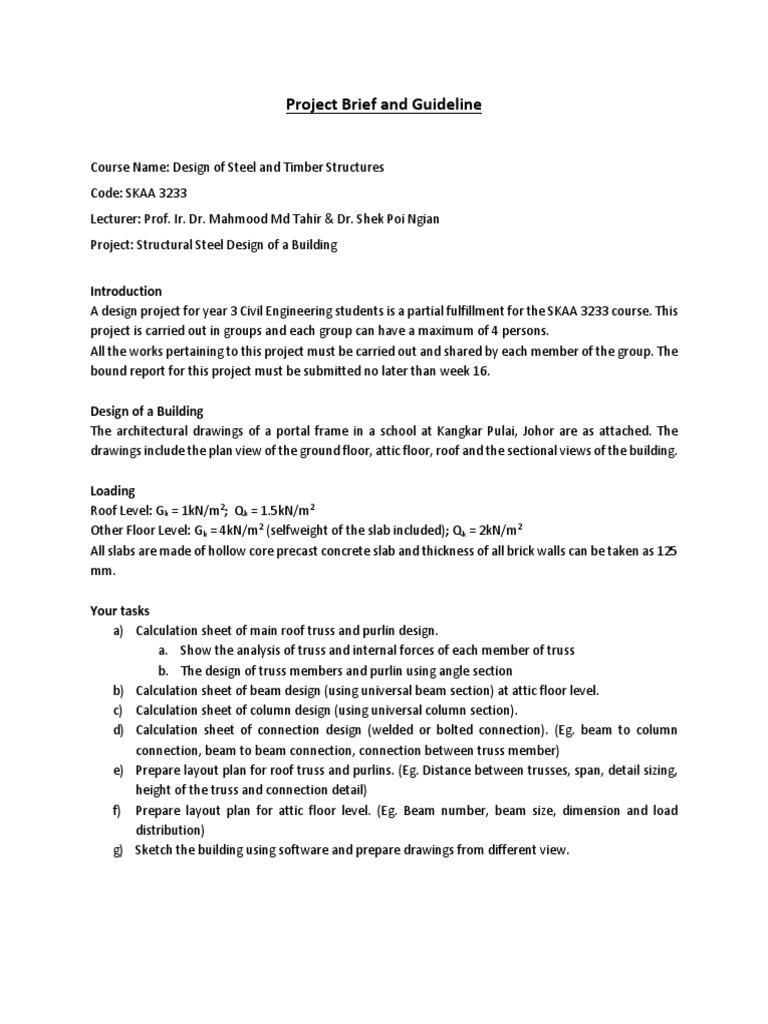 Steel and Timber Structure Design Project | PDF | Truss | Psychology