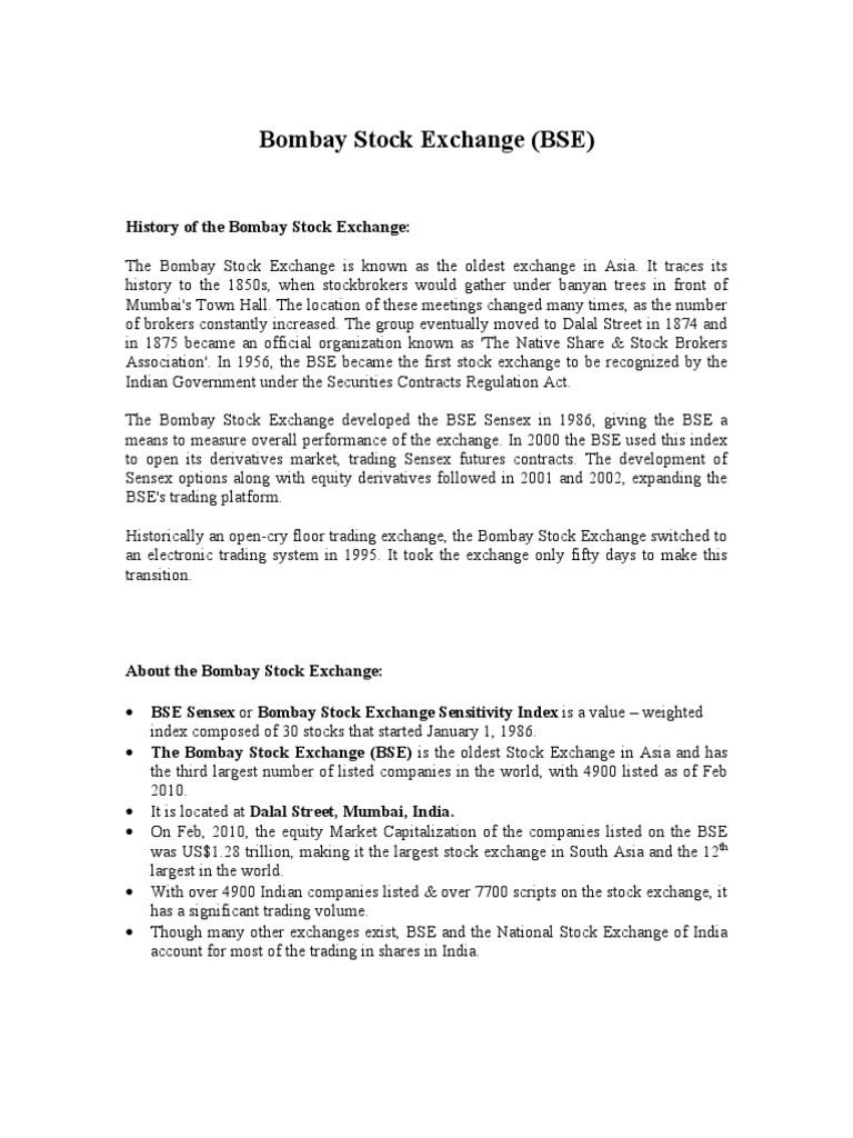 Bombay Stock Exchange PDF