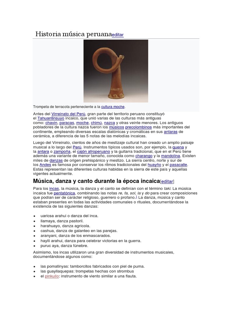 Instrumentos y música incaica en Perú | PDF | Entretenimiento (general ...