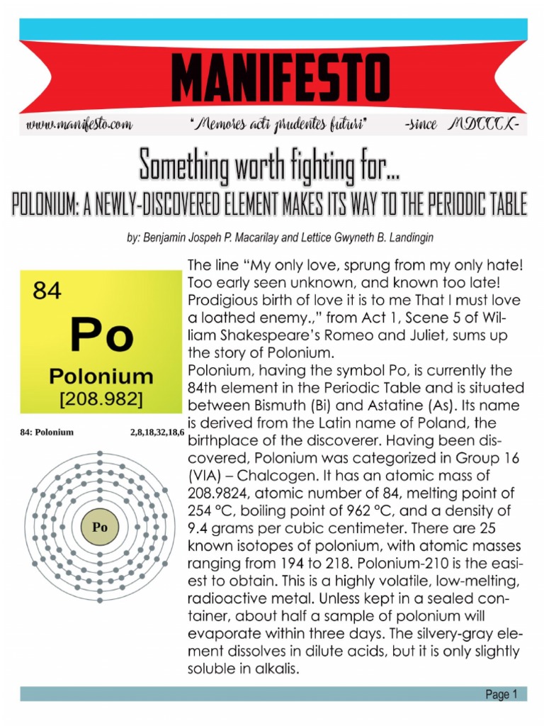 Polonium Radioactive Decay Nuclear Physics