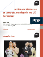 Corpus Linguistics and Discourses of Same-Sex Marriage in The UK Parliament
