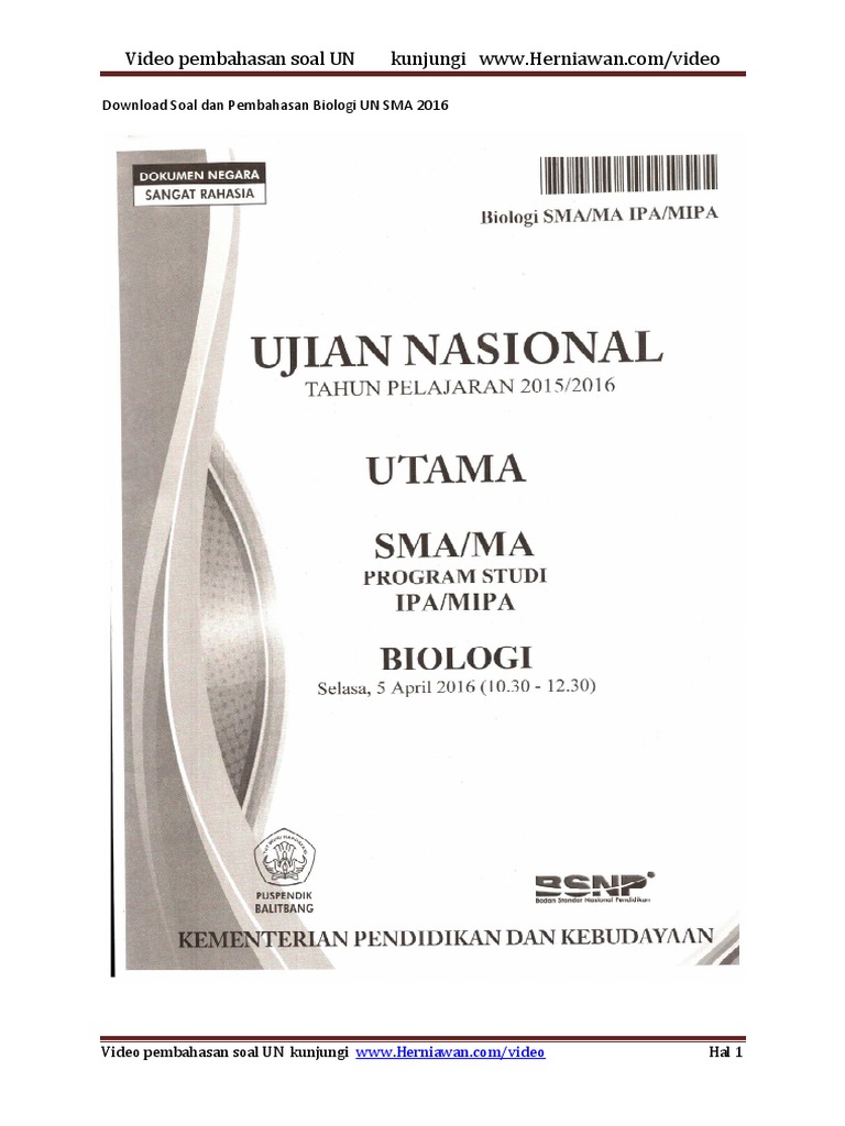 Download Soal Dan Pembahasan Biologi Un Sma 2016 Pdf