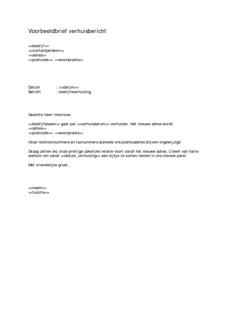 Voorbeeldbrief