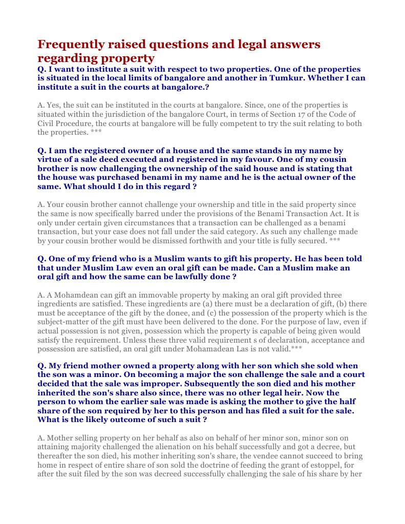 Property Law FAQs and Legal Insights | PDF | Ownership | Deed