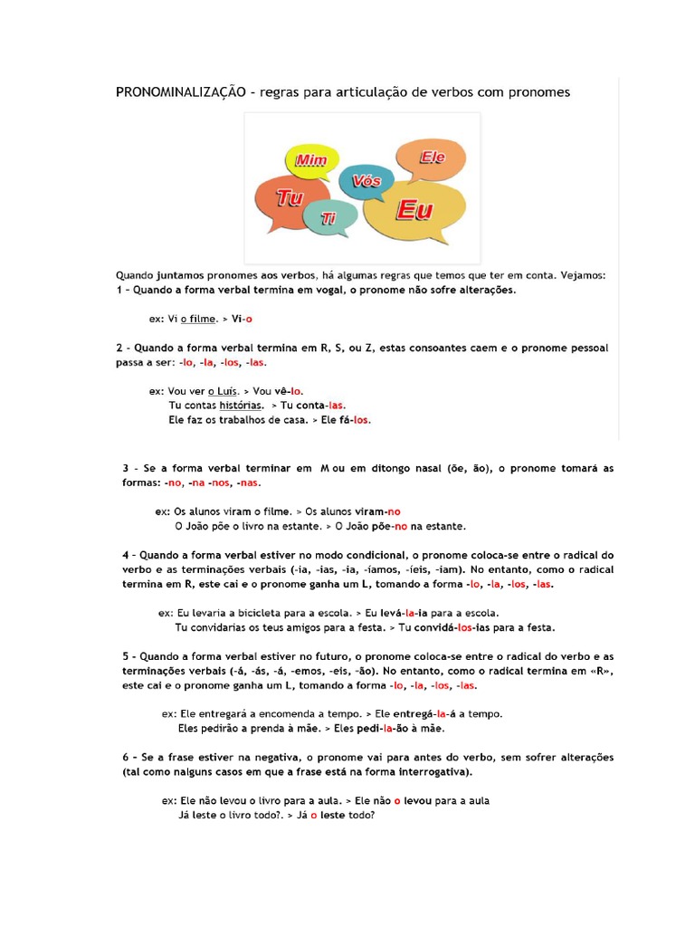 Regras Pronominalização | PDF
