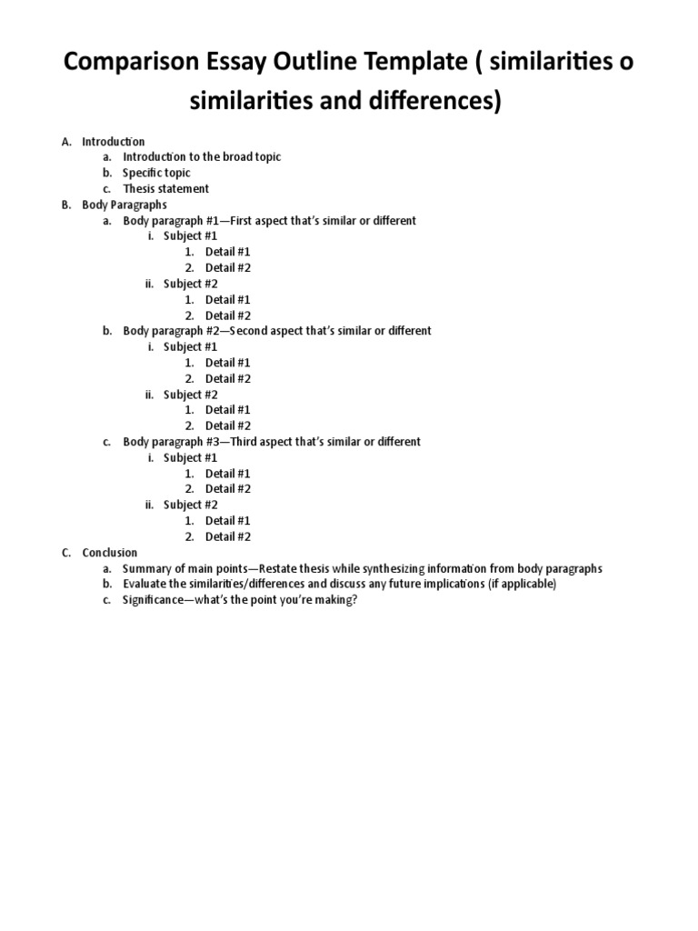 compare and contrast for an essay