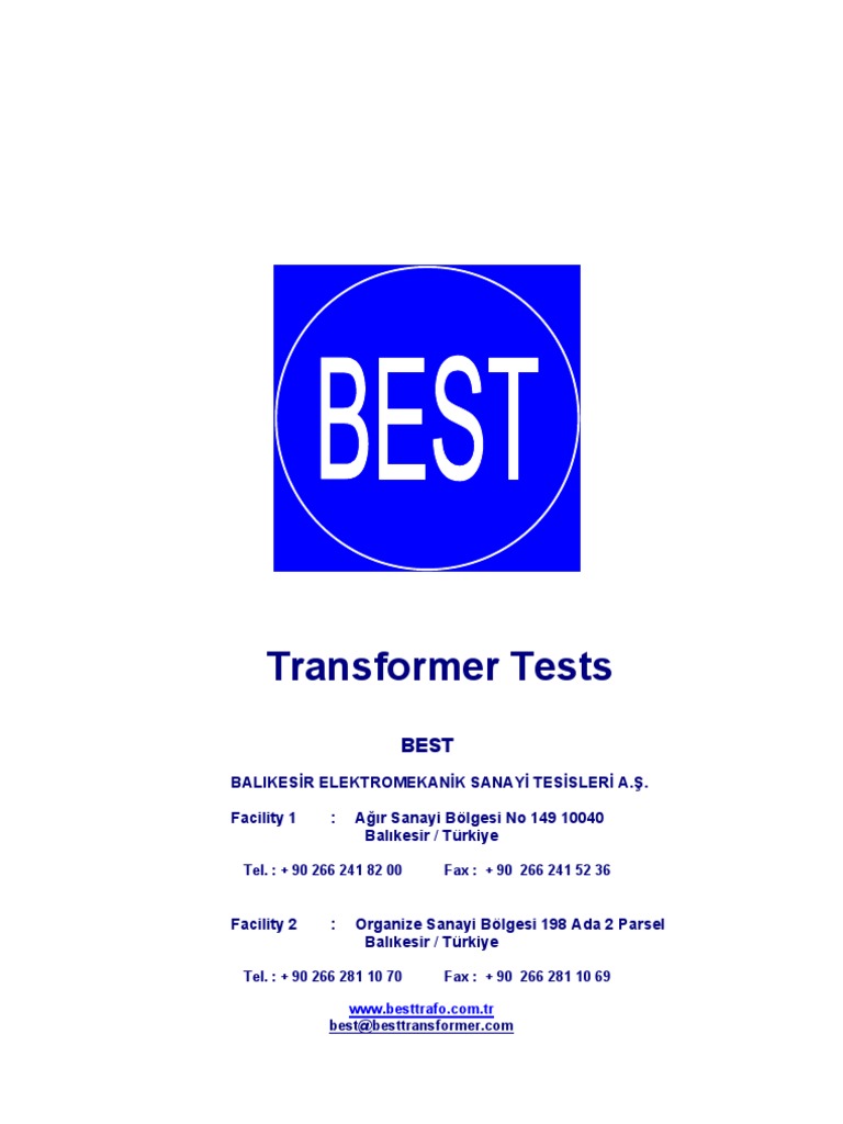 BEST Transformer Test Procedures en PDF Transformer Alternating Current