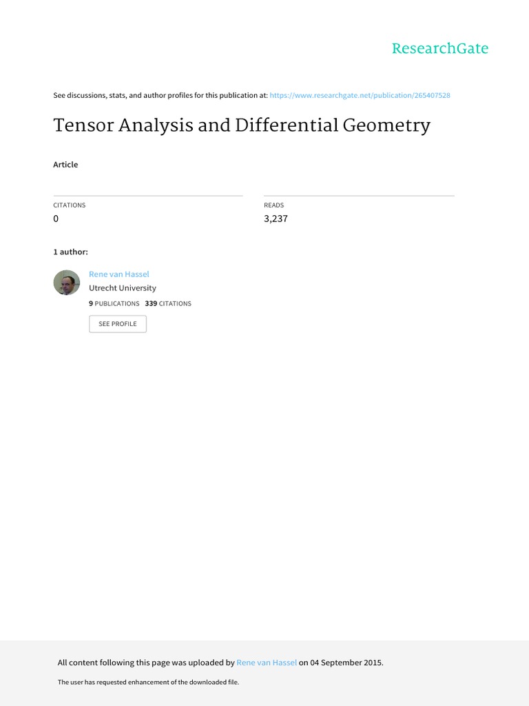 Tensor Analysis and Differential Geometry PDF Tensor Basis (Linear Algebra)