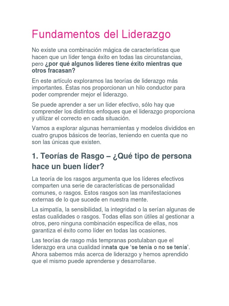 Teorías Clave del Liderazgo Efectivo | PDF | Liderazgo | Toma de decisiones