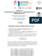 Climatologia Aplicada À Análise de Bacias Hidrográficas.