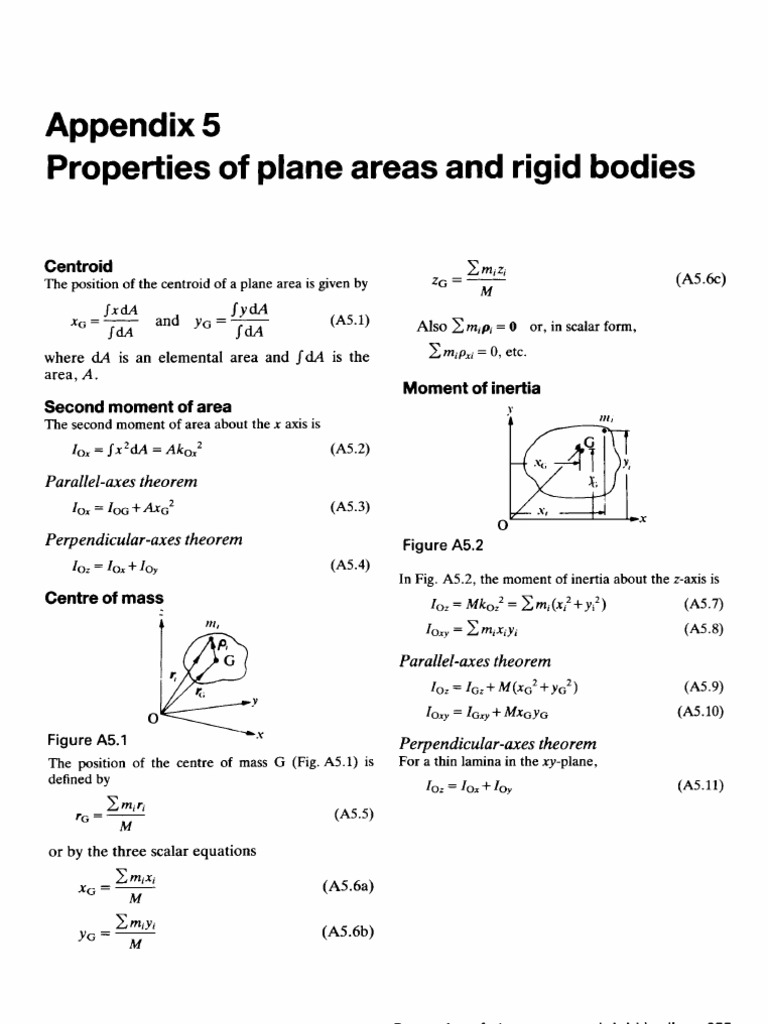 Appendix 5 Properties of Plane Areas and Rigid Bodies: Centroid Da ...