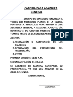 Convocatoria Para Asamblea General