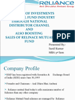 Awareness of Investments and Mutual Fund Industry Through National Distributor Channel AND Also Boosting Sales of Relinace Mutual Fund