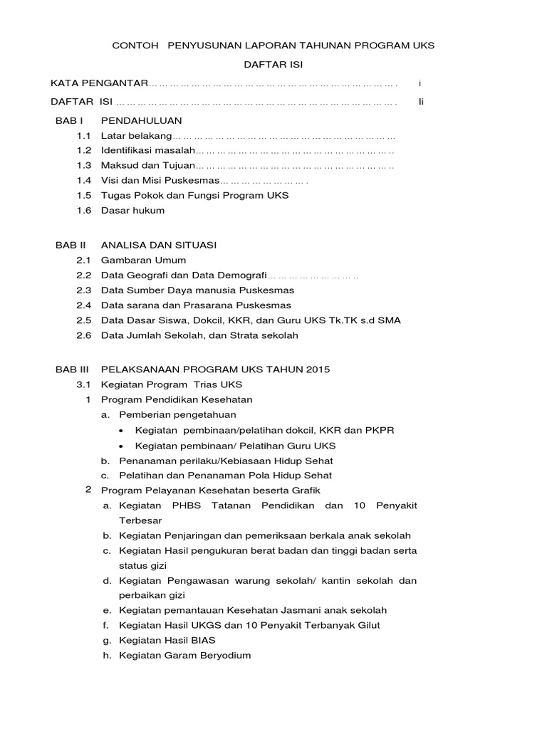 Contoh Laporan Tahunan Prog Uks 2016 Docx
