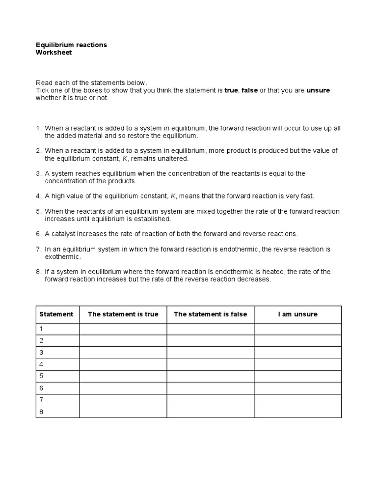 Worksheets Equilibrium Constant Worksheet 57 equilibrium reactions worksheet
