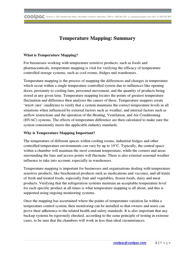 Temperature Mapping for Controlled Storage | PDF | Hvac | Refrigerator