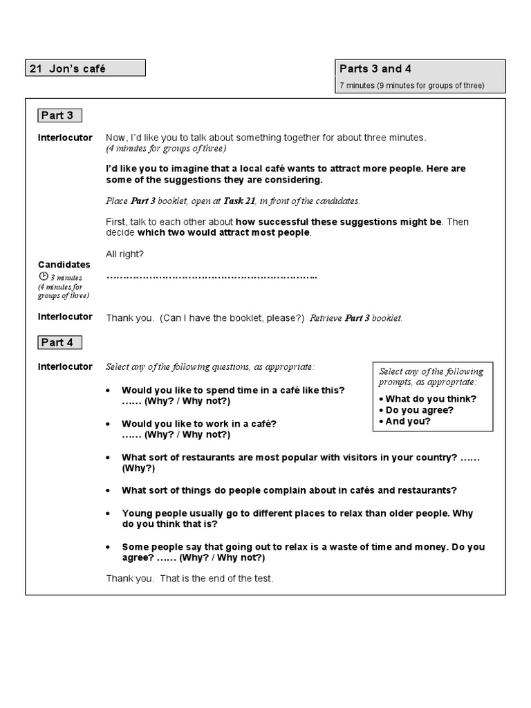 FCE Speaking Part 3 and 4 Teacher Handbook 08 PDF | PDF