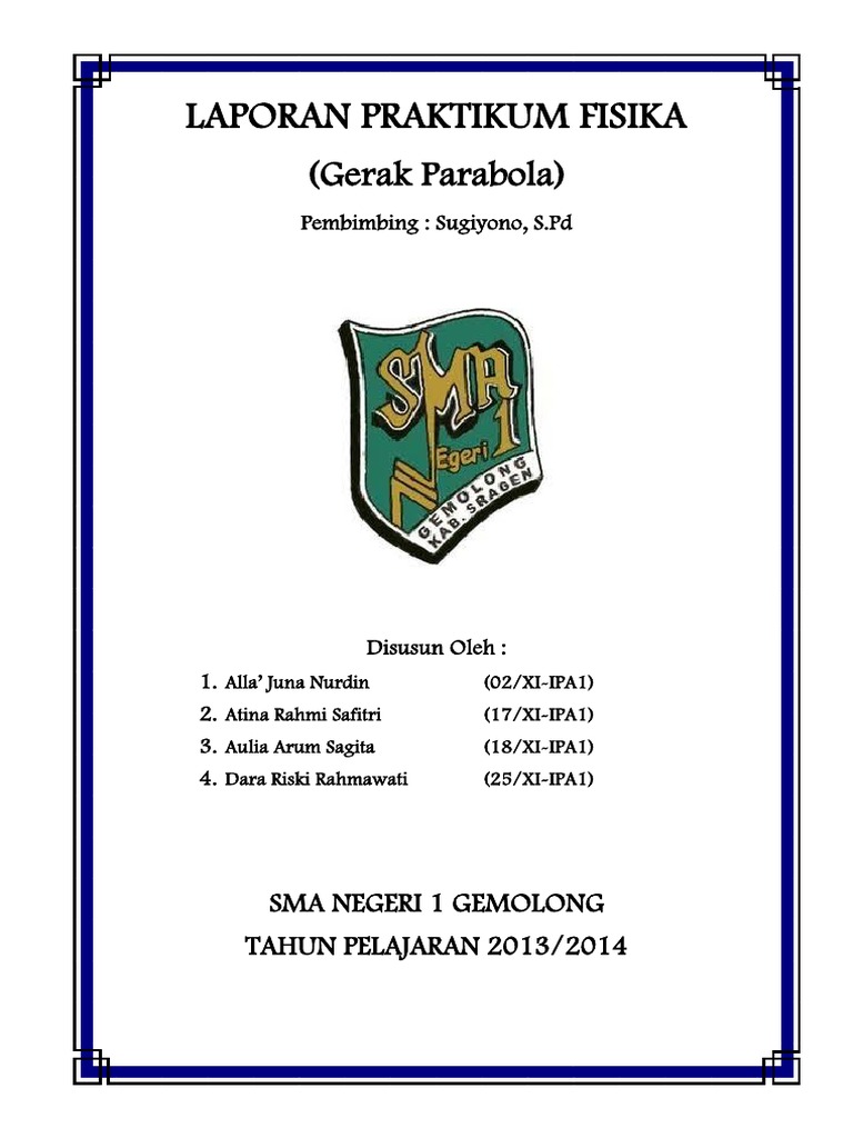 Laporan Praktikum Fisika Gerak Parabola