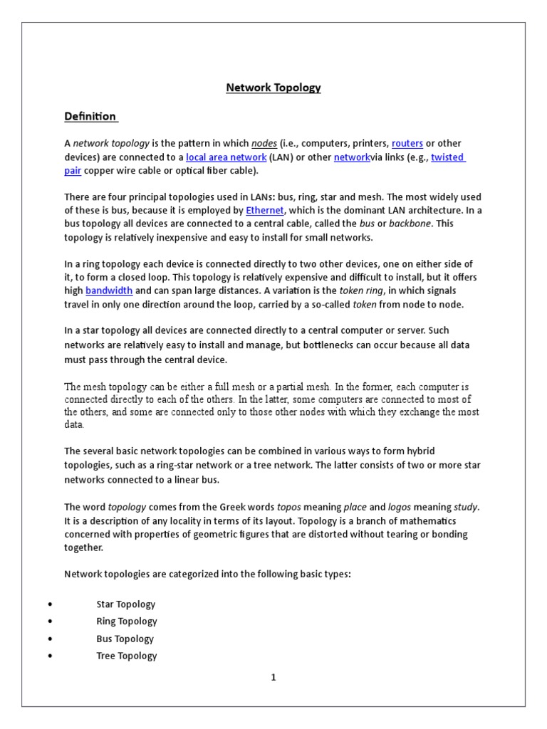 Network Topology 1 Pdf Network Topology Computer Network
