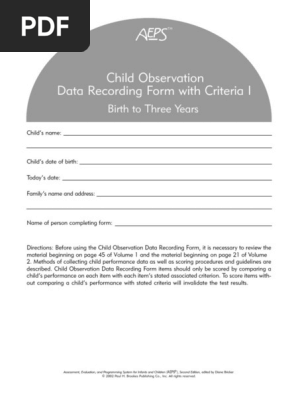 AEPS Criteria Birth to 3