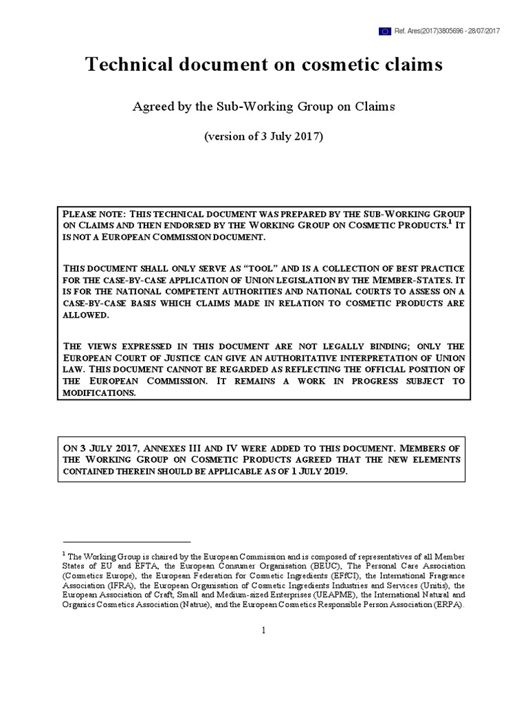 Guidance on EU Cosmetic Claims | PDF | Cosmetics | Experiment