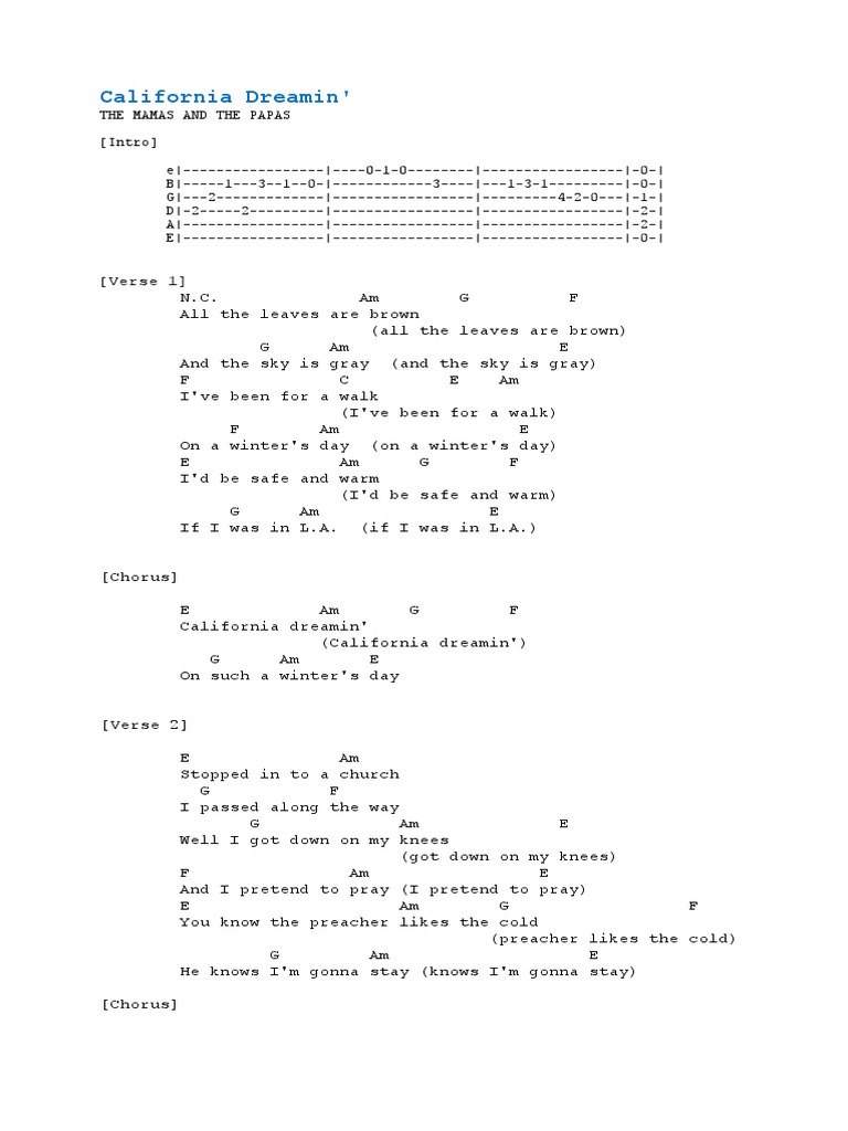 Song With Guitar Chords And Lyrics