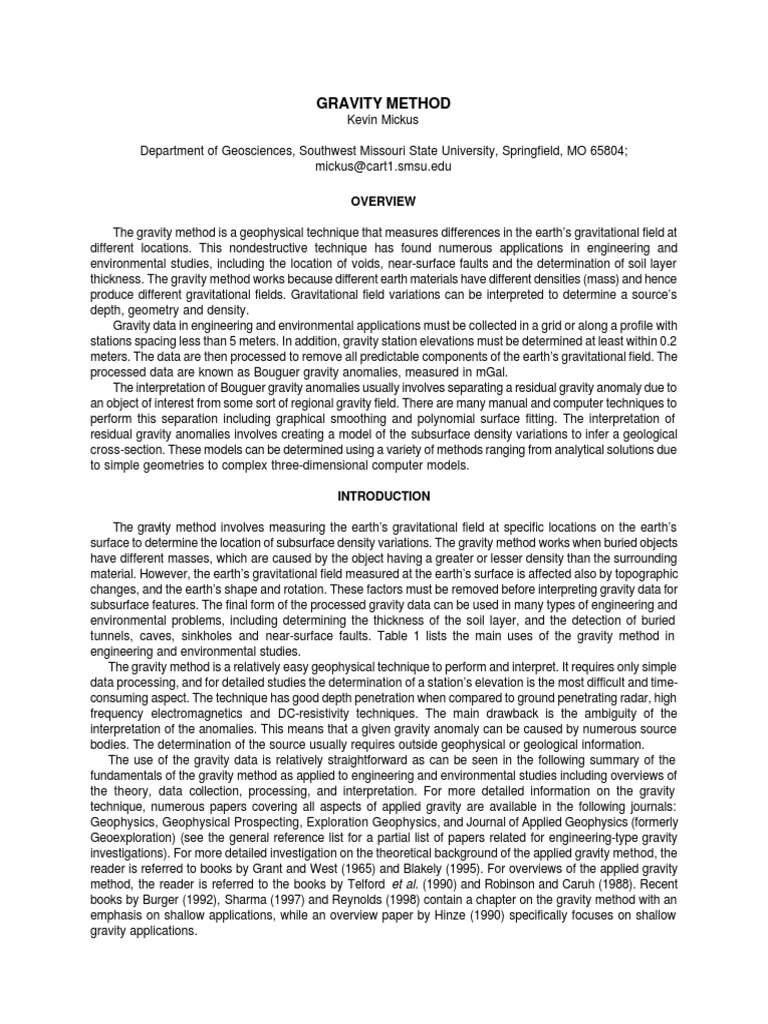 Gravity Method | Download Free PDF | Geophysics | Surveying