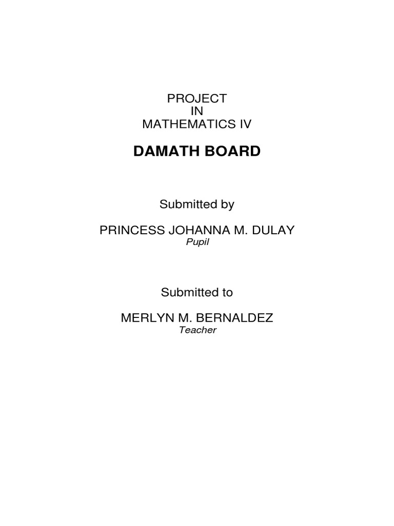 Mathematics IV Project: DAMATH Board | PDF
